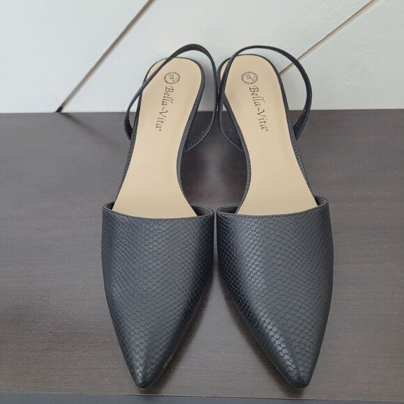 NEW Bella~Vita Sarah II Black Snake Womens 11 WW Print Slingback Heels - Picture 3 of 8
